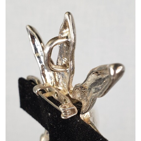 Vintage Signed MJ Marie Jennifer Silver Plated Sun Pendant 3" Brooch - Picture 9 of 14